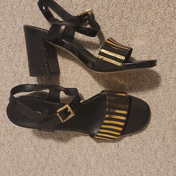 Black glitter heel with black and gold band - Picture 2 of 3